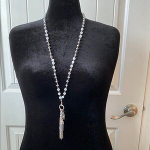 Elegant Beaded Necklace with Tassel Pendant